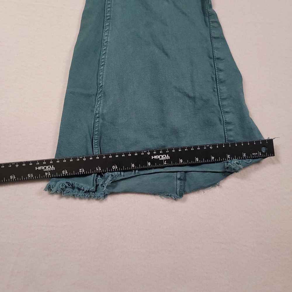 Shyanne Extreme Flare Jeans Womens 29 Teal Green Solid High Rise Cotton Stretch - Picture 9 of 12